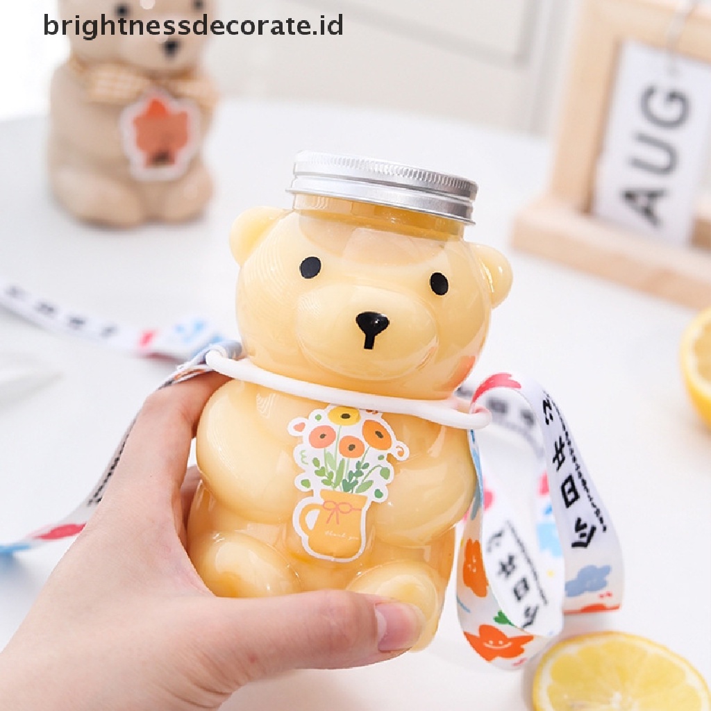 [Birth] Botol Minum Sekali Pakai Juice Bear Gelas Plastik Beruang Lucu Minuman Jus Milk Tea Drink Storage Bottles With Lid Sealed Bottle [ID]