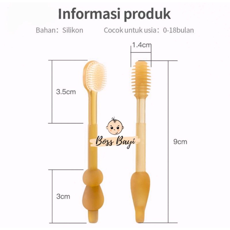 BOSS BAYI - Pembersih Mulut Bayi (Lidah+Gigi) / Oral Cleaner Silikon dengan Cup Penyimpanan