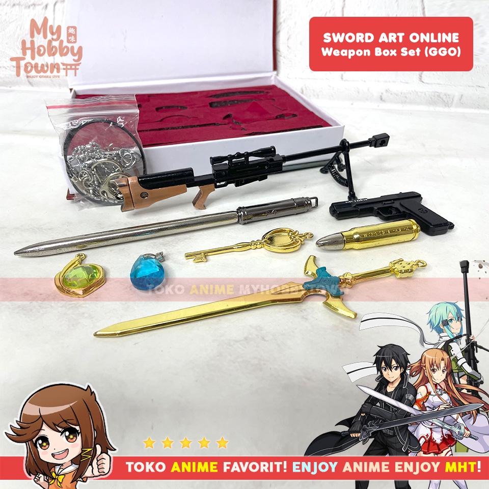 Gantungan Kunci Anime Sword Art Online GGO Pedang Pistol Kunci Box Set