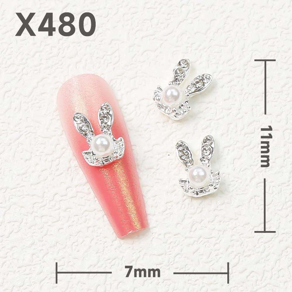 Mxbeauty Rabbits Nail Rhinestones Cute Nail Charms Alloy Rabbits Korea 3D Nail Art Drills