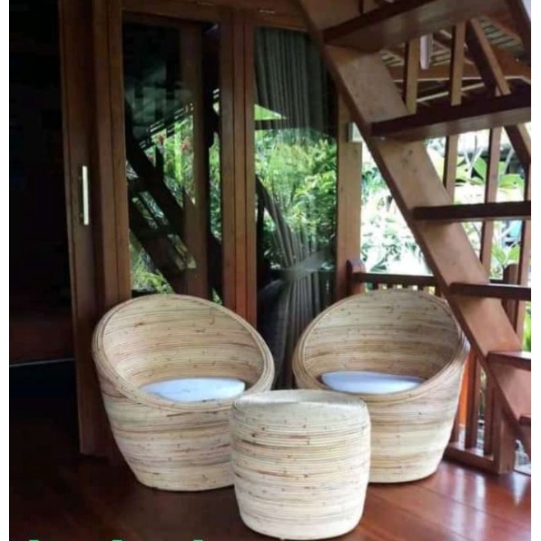 1 Set Kursi Gentong Rotan Kursi Teras Kursi Ruang Tamu