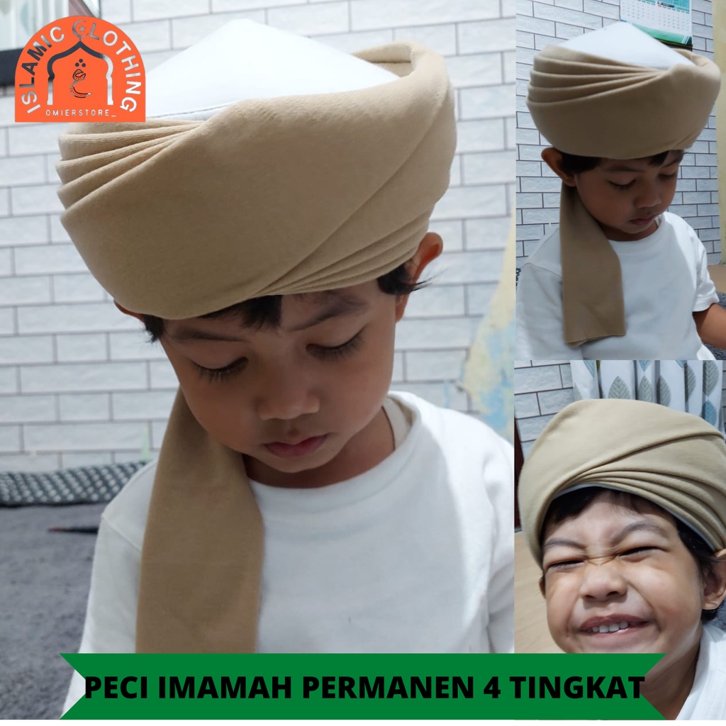 PECI IMAMAH PERMANEN ANAK WARNA COKLAT SUSU I SORBAN PERMANEN