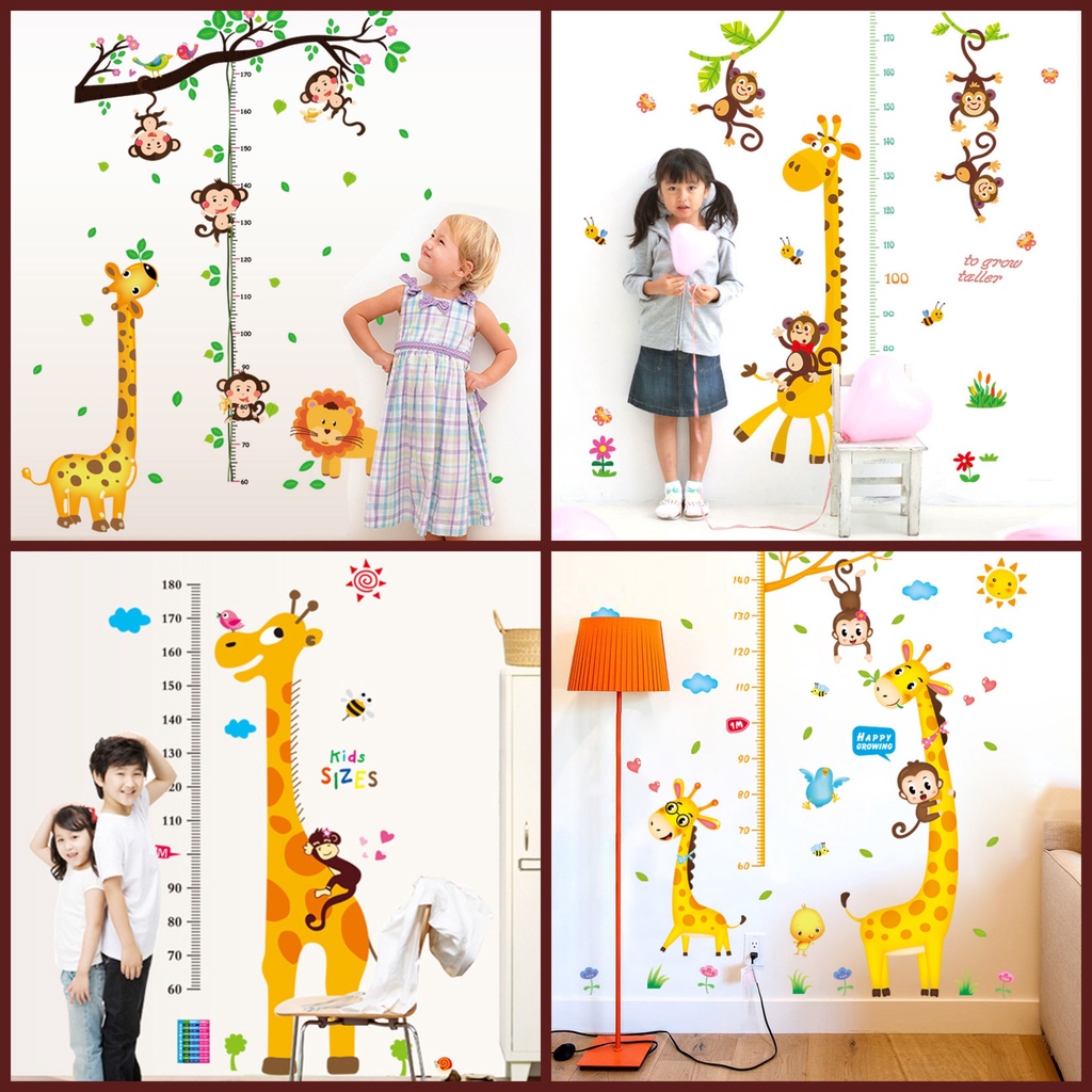 RELIZA WALL STICKER PENGUKUR TINGGI BADAN ANAK HEWAN GROW UP ANIMAL STIKER DINDING LDR29