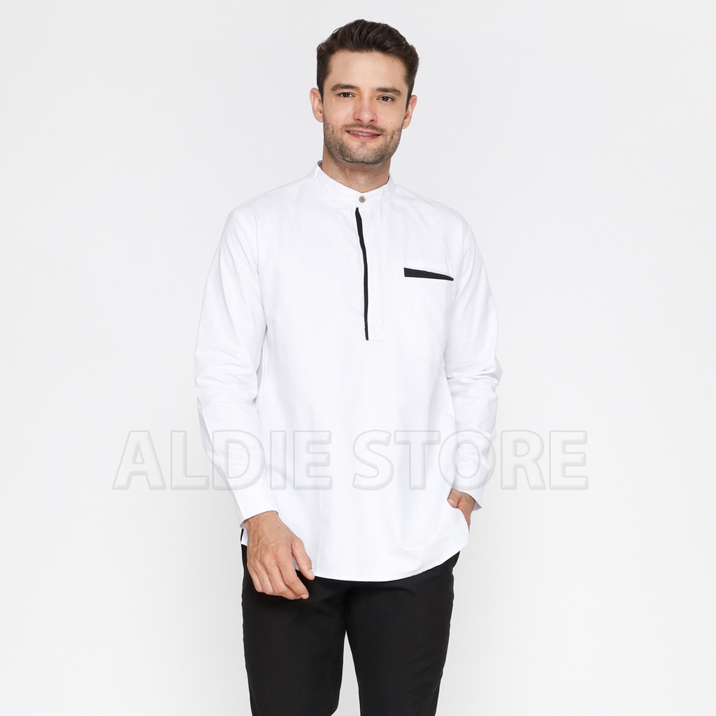 Baju Koko Pria Lengan Panjang AL KAHFI Koko Kemeja Kerah Mandarin Fashion Muslim Polos