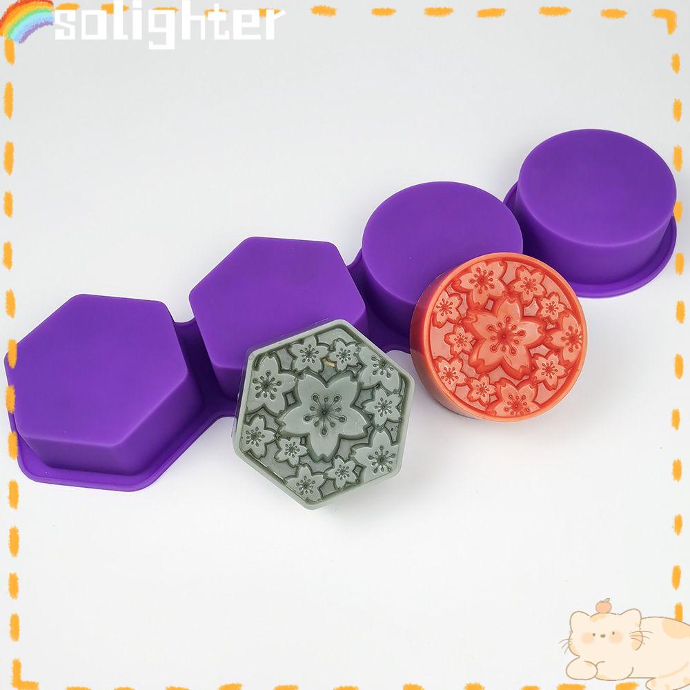 Solighter Cetakan Sabun Silikon Bentuk Bunga Multi-Fungsi 3D DIY Craft Vintage Round Mold Handmade Soaps Supplies