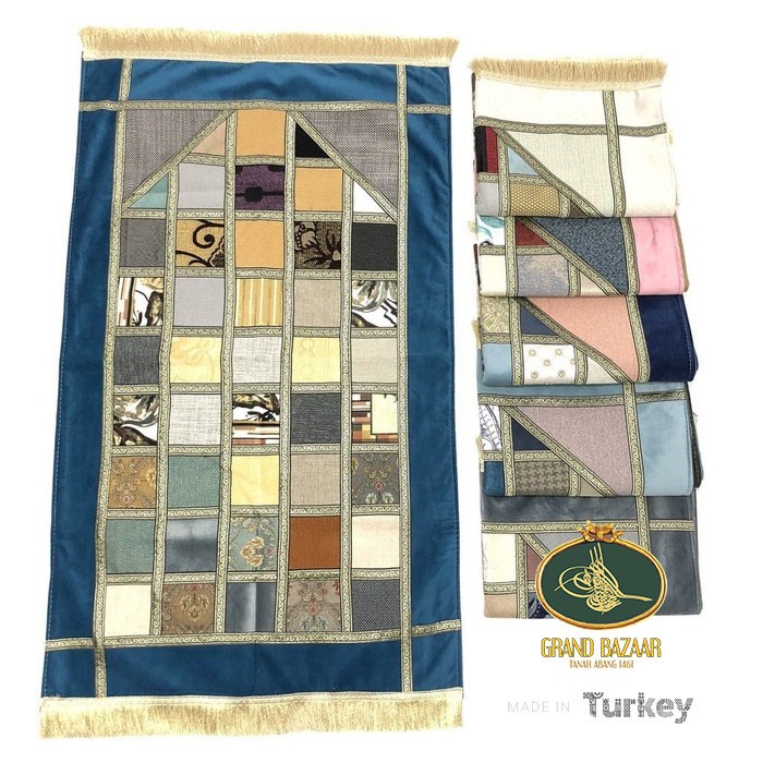 Sajadah Sajadah Patchwork Unik Mewah Rumbai Size 66x120 cm Autentik Turki(X2T6) Sajadah Turki Premiu