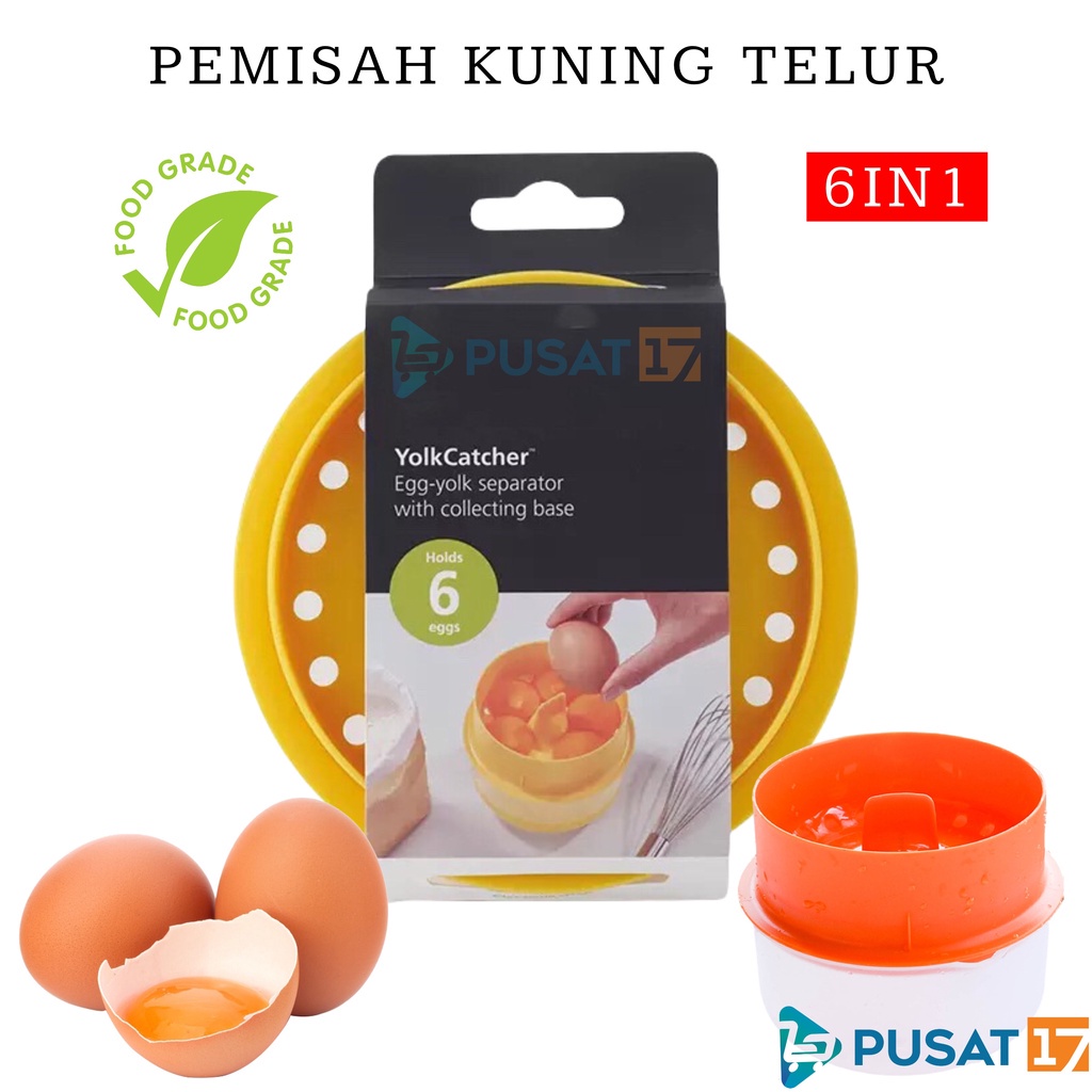 Pemisah kuning telur 6 in1 wadah telur egg separator dengan mangkok