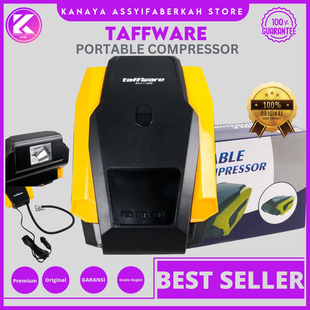 Taffware Compressor Portable Inflator Pompa Ban Mobil Motor Sepeda Elektrik Serba Guna 150PSI Portabel - ATJ-1166S