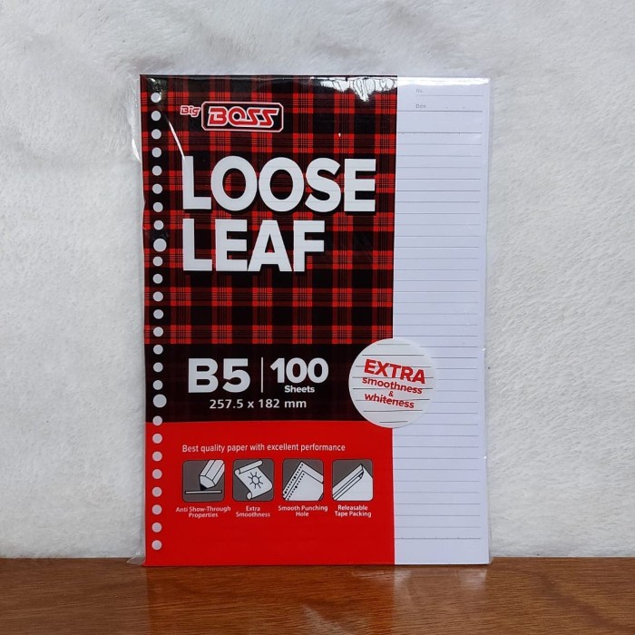 

Kertas Kertas Binder Loose Leaf B5/26Ring Isi 100 Lembar