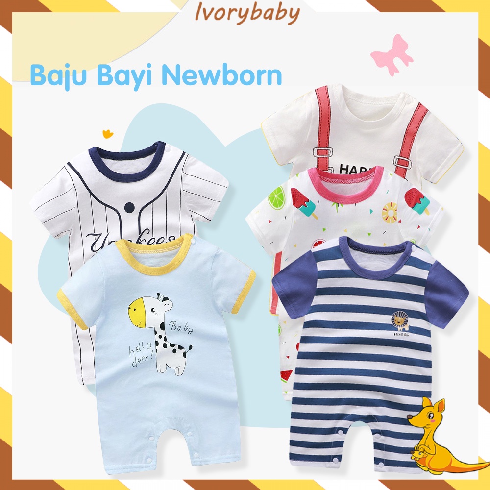 Ivorybaby Jumper romper bayi katun Baju bayi Baby playsuit karakter Romper bayi