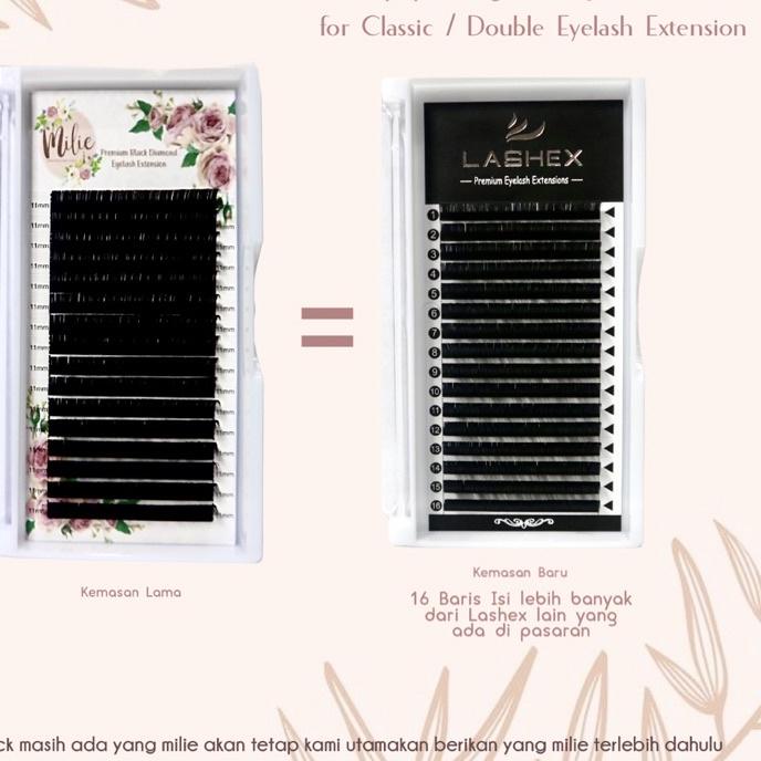 Sale[HJ]-(SUPER SOFT ) 16 BARIS  Milie / LASHEX Premium Black Diamond Eyelash Extension MATTE BLACK
