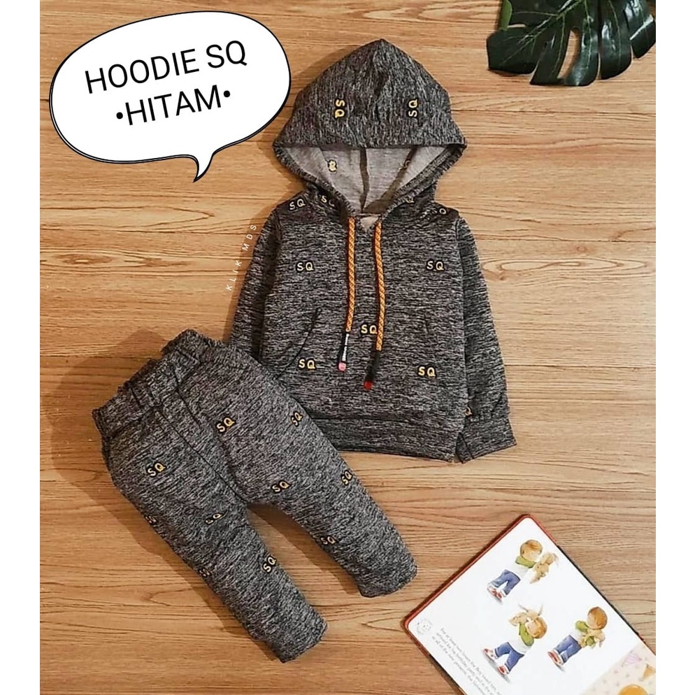 Setelan Anak Bayi Laki-Laki Motif Hoodie SQ Dan Celana Usia 0-2 Tahun