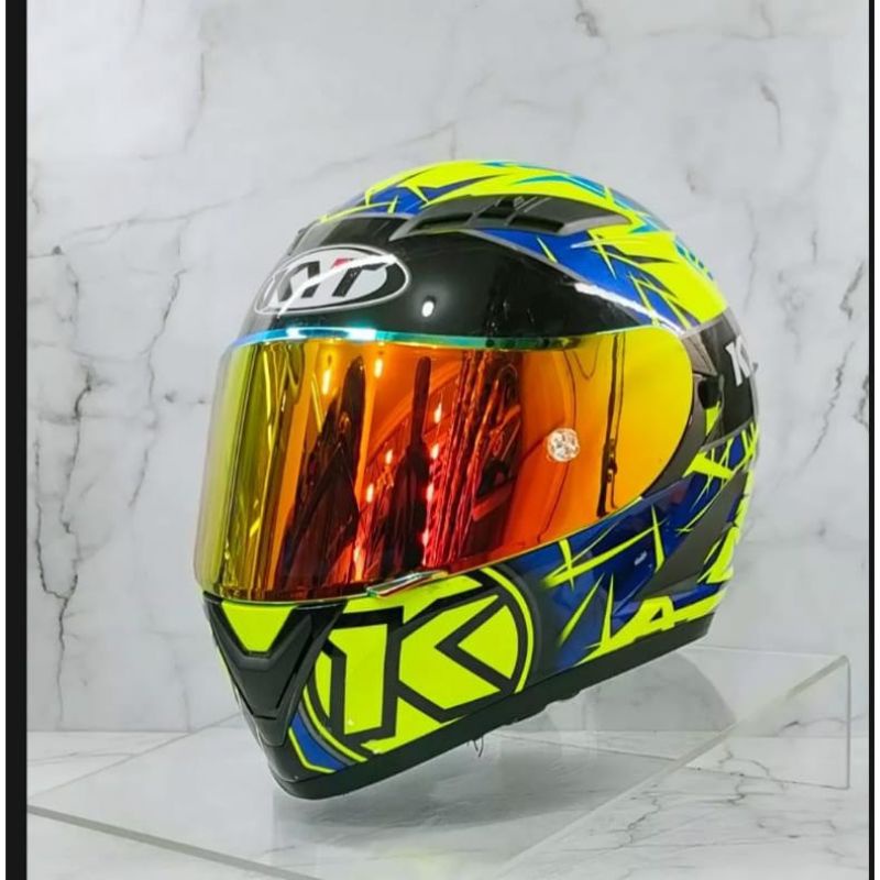 Helm KYT Falcon FR yellow black paket ganteng