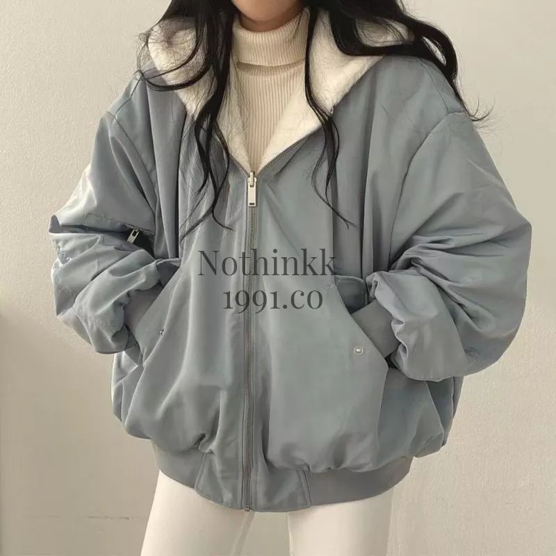 Nothinkk1991 | jaket winter lapis bulu | mantel tebal wanita | jaket bolak balik | sherpa jacket