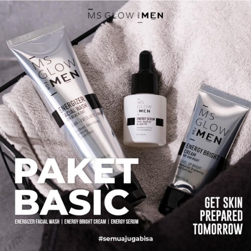 Ms Glow Basic For Men Free Pouch/ Paket Wajah Ms Glow Laki Laki