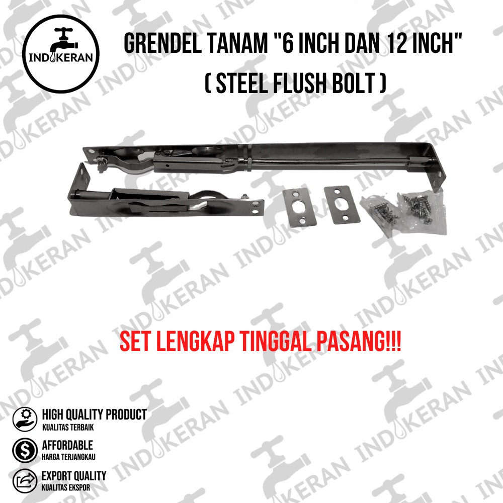 INDOKERAN - Grendel Tanam Pintu - 6 &amp; 12 Inch