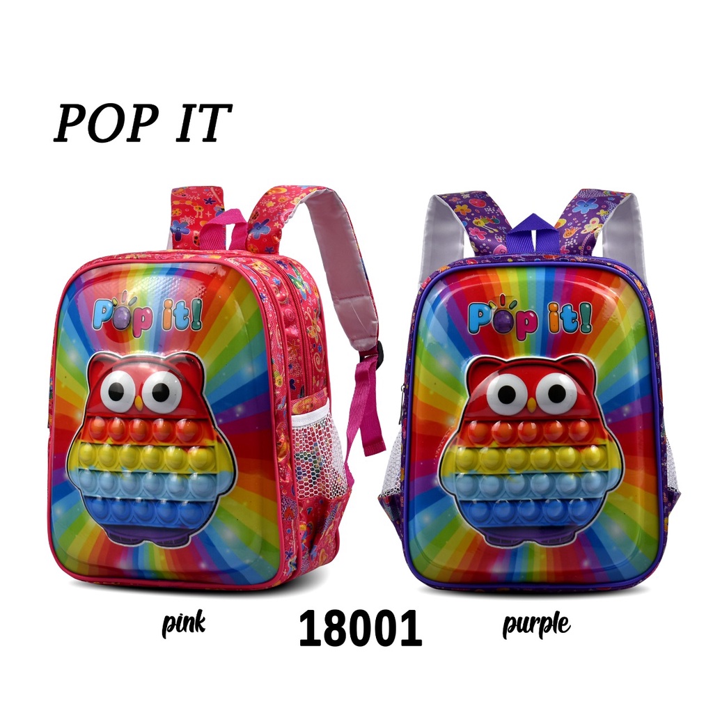 ( DHB ) Tas Sekolah Anak Paud TK Tas Anak Karakter Cewe 18001 Full Embos + Lampu Free Kaos Kaki