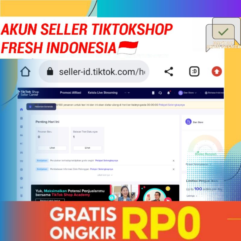 JUAL AKUN SELLER TIKTOK SHOP TIKTOKSHOP INDO INDONESIA FRESH MURAH UNTUK JUALAN 100% REAL AKTIF PERM