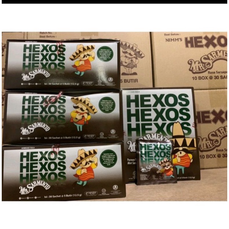 

permen hexos sarmento 1 box isi 30 pcs