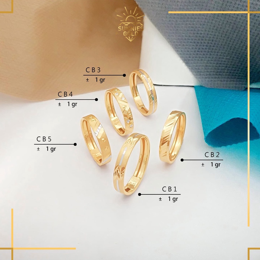 CINCIN POLOS KADAR 6K CINCIN BANGKOK KASUAL TANPA MATA CINCIN EMAS ASLI DEWASA CEWEK COWOK - CB 1 2 