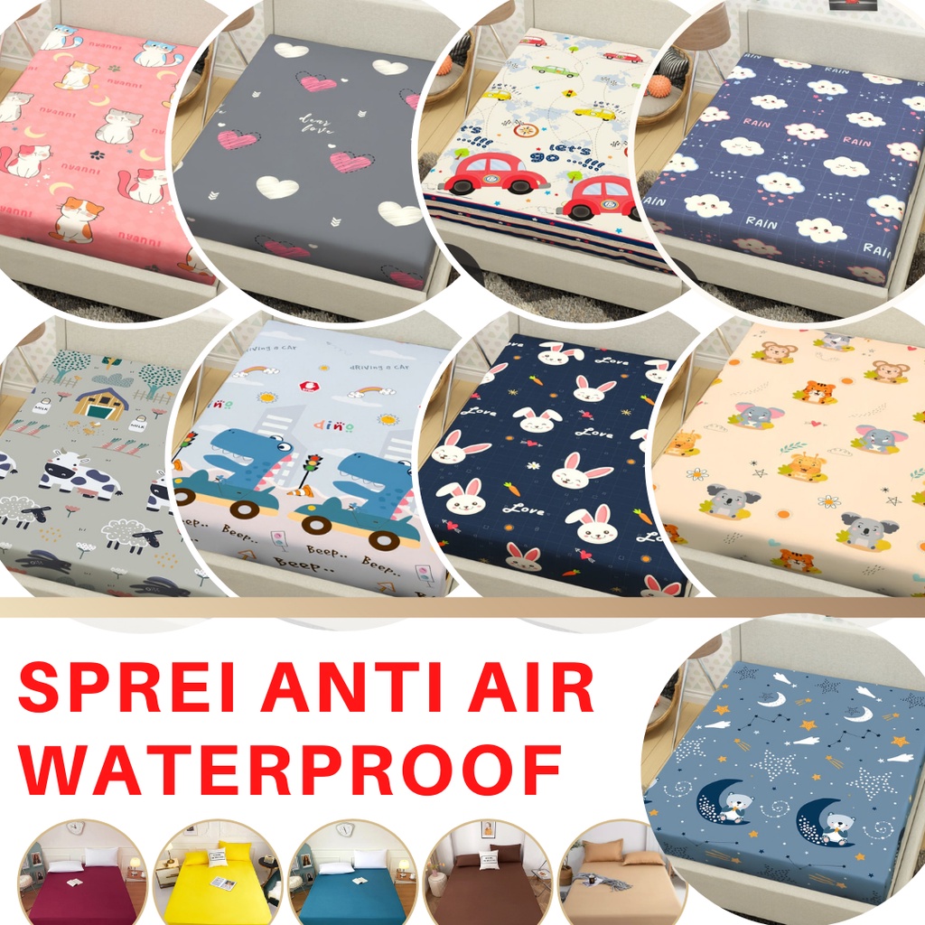 SPREI WATERPROOF Anak Unisex Animal FREE KARET ANTI GESER ukuran Size 200x200 180x200 160x200 120x200 90x200