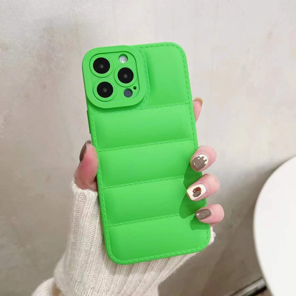 IPHONE Warna Solid Penutup Belakang 3D Down Jacket Pattern Soft TPU Phone Case Untuk Iphone13 12 11 14 Pro Max Xr Xsma 14Plus