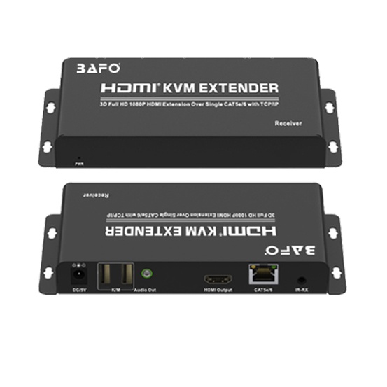 Hdtv Kvm extender bafo 200m rx tx lan cat 6e 6 1080p FHD 3d 60fps bf-375 bf375 - Hdtv keyboard video mouse rj45 200 meter