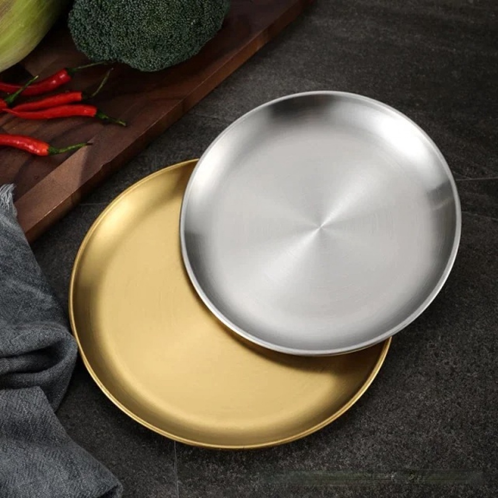 Piring Makan Stainless Steel Mewah European Style One Two Cups