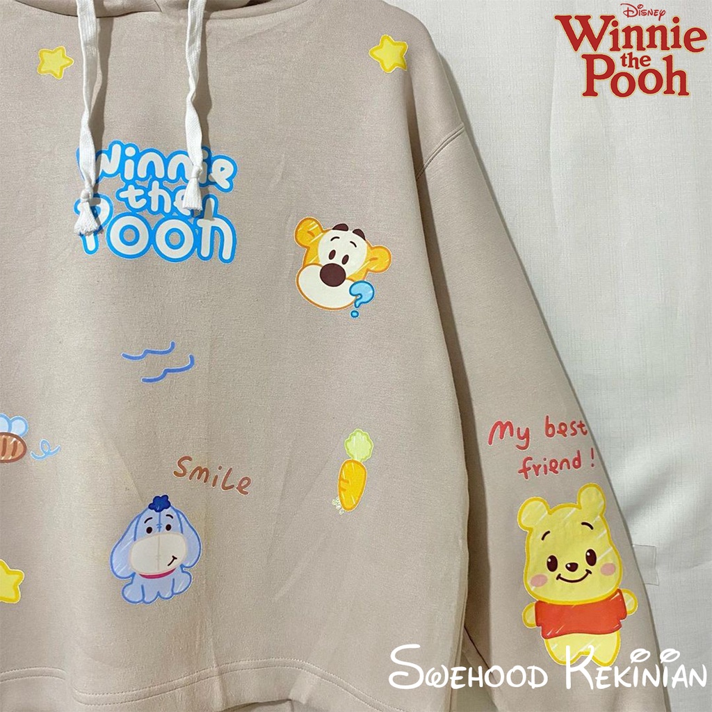 SMILE BEST FRIEND POOH Sweater Crewneck Outfit sweatshirt Ootd Baju Atasan Wanita Kekinian Oversize Sweeter Korean Style Switer Cewek Remaja Sweter Bahan Fleece Premium LD 110 PB 65