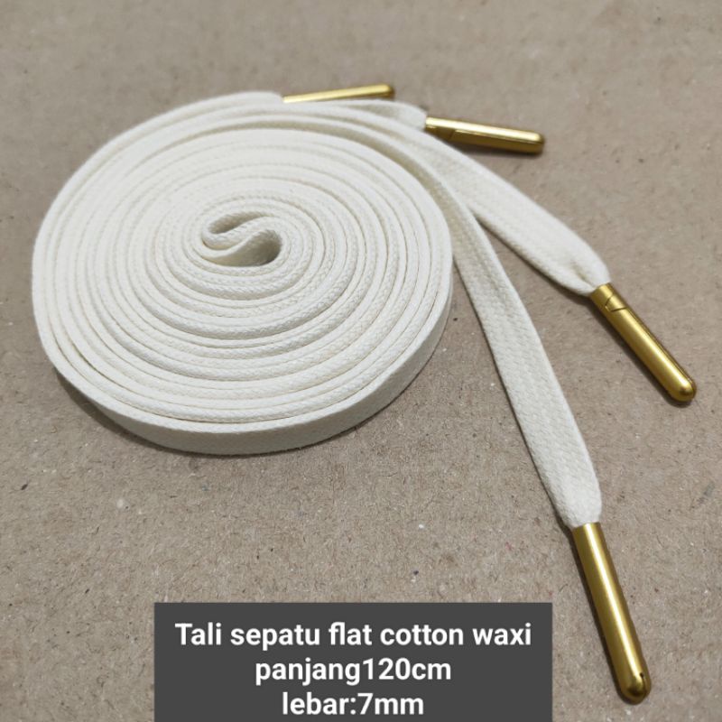 tali sepatu flat cotton waxed.7mm-120cm.aglet besi.