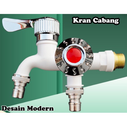 (SerbaSerbi)Kran Cabang Engkol Keran Shower Cabang 2 / Kran  Kamar Mandi Double Kamar Mandi 2 Way Drat 1/2 Inch Terlaris