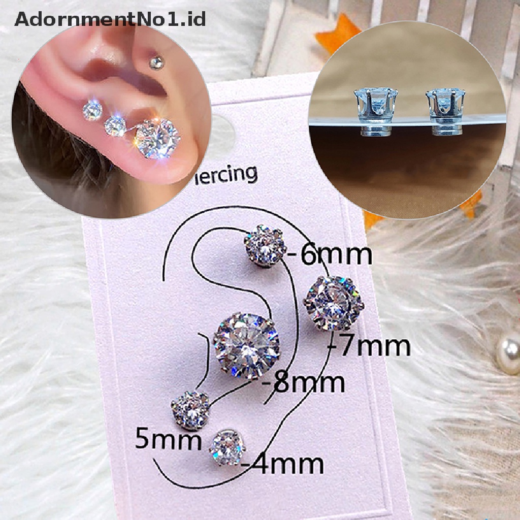 [AdornmentNo1] Anting Stud Telinga Magnet Kristal Zirkon Anting Magnet Non Perhiasan [ID]