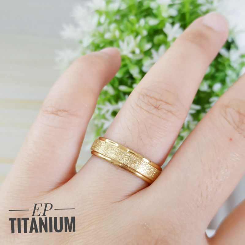 Cincin titanium pasir polos 6mm anti karat (Dijual Satuan) CC546/3