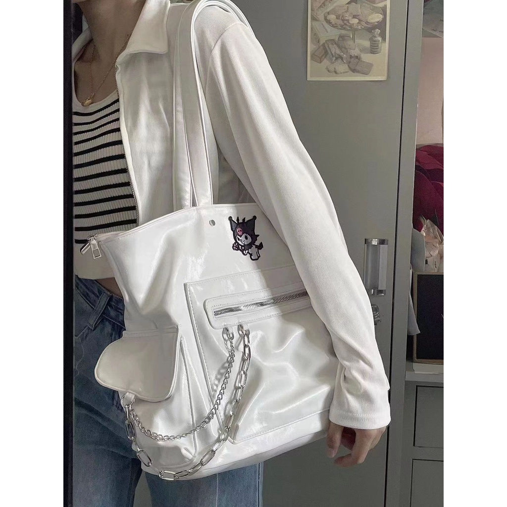 ◄✺●Sera niche high-end shoulder bag kapasitas besar commuter tote bag female new college class handbag