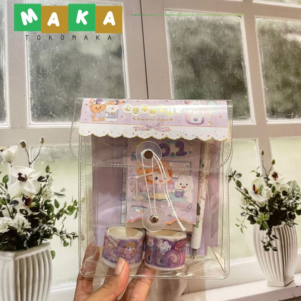 

paket sticker washi tape JBE SCD paket lakban mini buku notes pulpen motif cewe paket sticker anti air perlengkapan DIY perlatan journaling unik