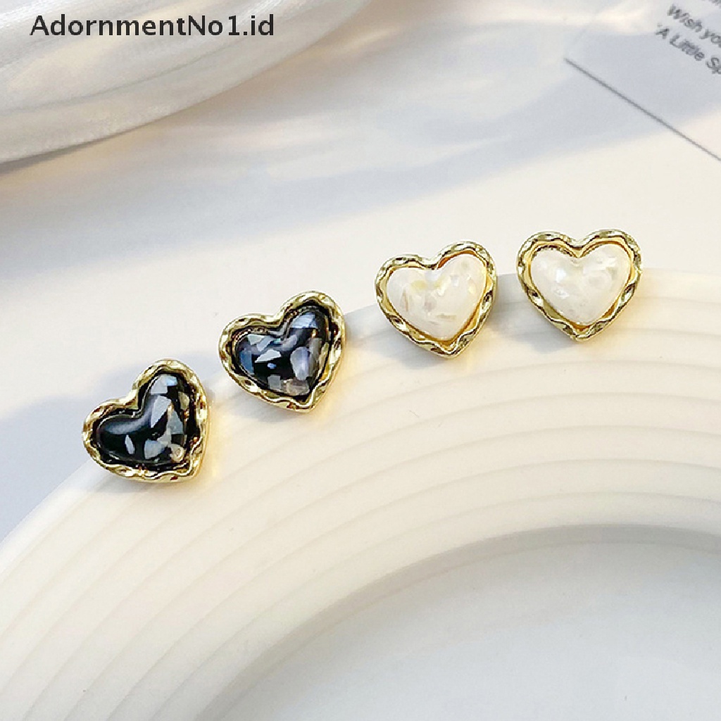 [AdornmentNo1] 1pasang Anting Pejantan Hati Manis Halus Berbingkai Emas Mini Ear Studs Trendi Kuku Telinga Untuk Wanita Gadis Hadiah Perhiasan Pernikahan [ID]