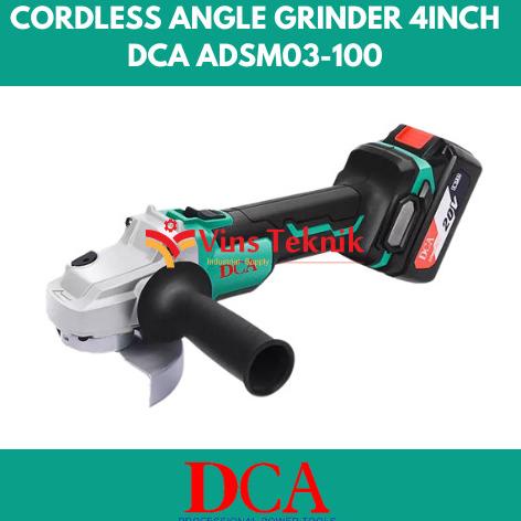 Cordless Angle Grinder Mesin Gerinda 4 Inch Baterai Dca Adsm03-100