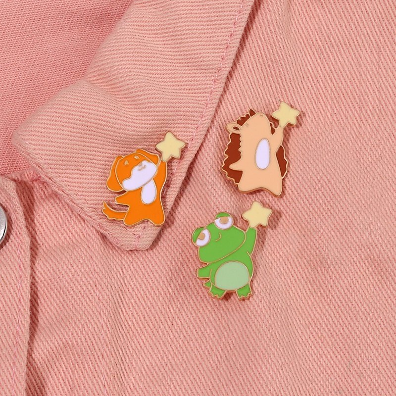 Pick The Stars Enamel Pin Anjing Lucu Kodok Landak Bros Lencana Kerah Pin Kartun Hewan Perhiasan Hadiah Untuk Anak-Anak Teman