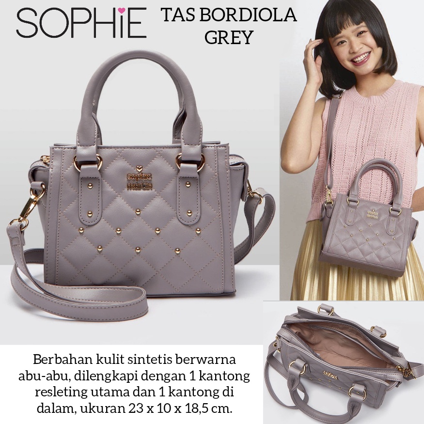TAS BORDIOLA GREY NAVY GEMAYA BERRY BOWLER BLACK SOPHIE MARTIN PARIS PROMO TAS WANITA WARNA ABU ABU 
