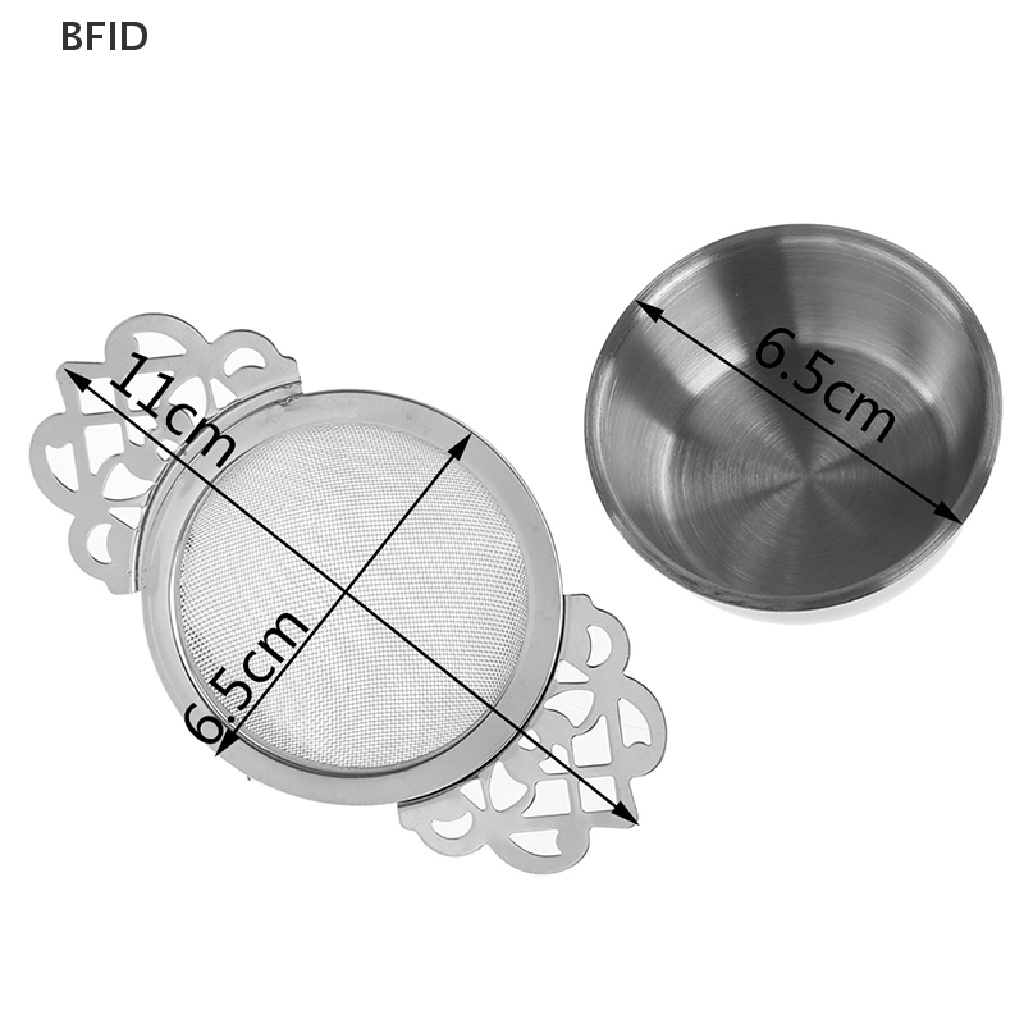 [BFID] 1pc Saringan Teh Stainless Steel Dengan Drip Bowl Double Ear Mesh Infuser Filter [ID]