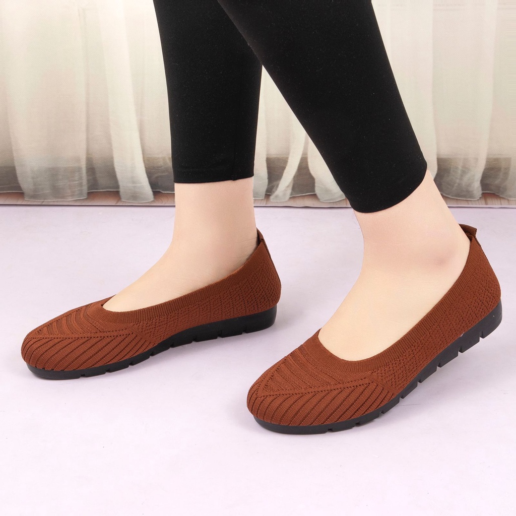 Permata  Sepatu Flat Shoes Wanita Import QP-A19 Premium Quality  Fliknit Shoes