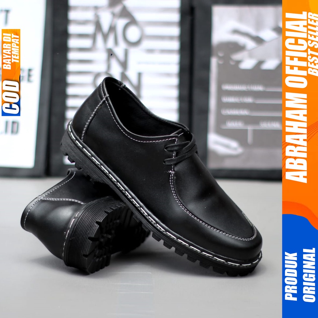 ABRAHAM Sepatu Loafers Penny Pantofel Docmart Formal Hitam Pria SMILE