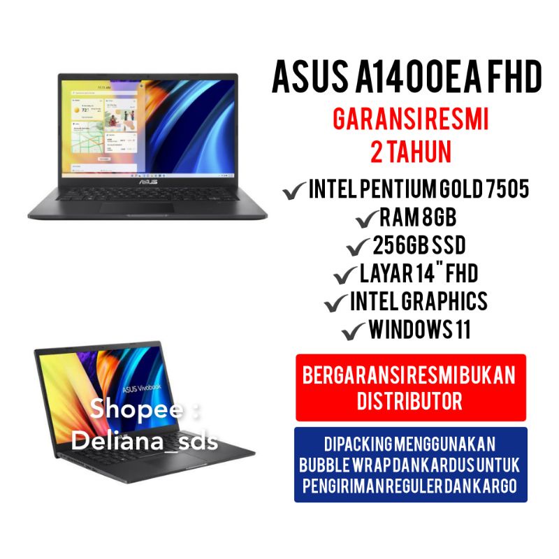 Laptop Asus A4100EA FHD Pentium Gold 7505 8GB 256GB SSD Garansi Resmi 2 Tahun Laptop Asus A1400EA-FH