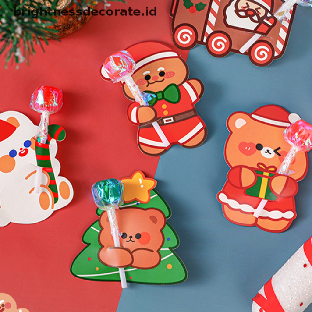 [Birth] 5pcs Kartun Kartu Lollipop Dekorasi Natal Hadiah Natal Tahun Baru [ID]