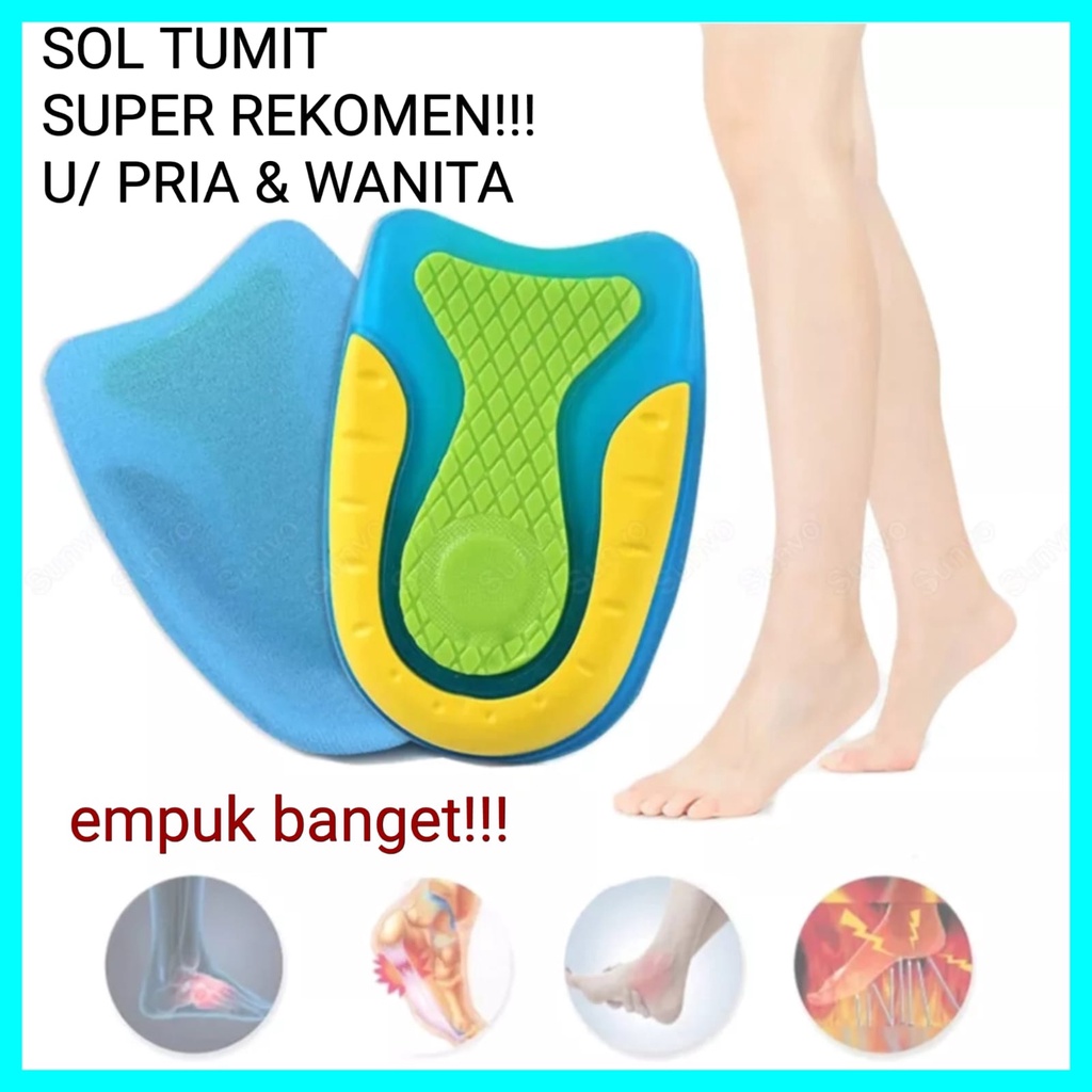 SOL TUMIT GEL SILICON INSOLE TUMIT ANTI KAKI PEGAL UNTUK PRIA DAN WANITA