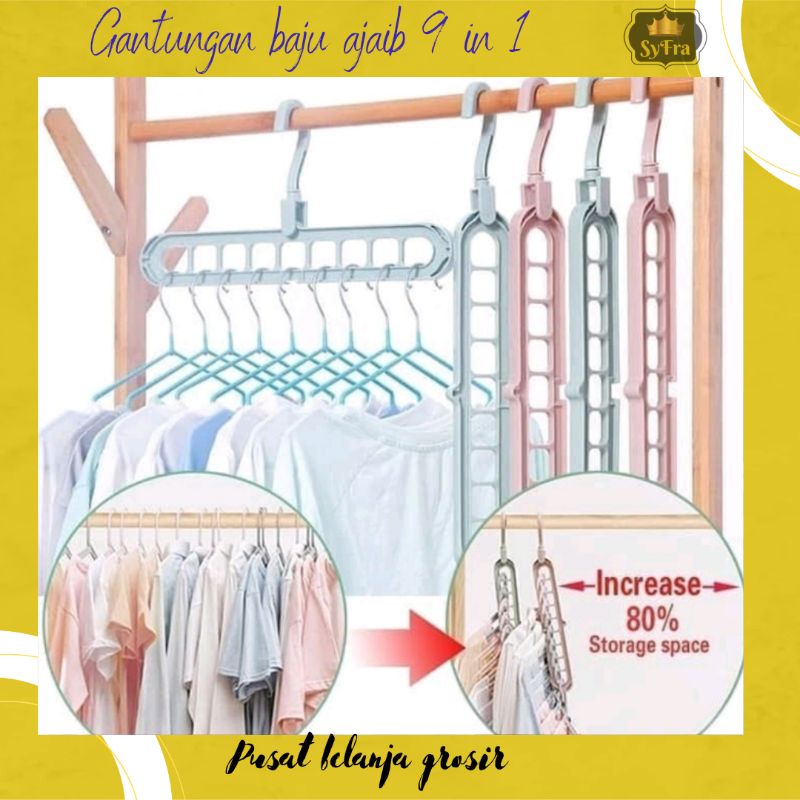 Gantungan Baju Multifungsi Ajaib 9 in 1 / Magic Hanger / Wonder Hanger / Foldable Hanger