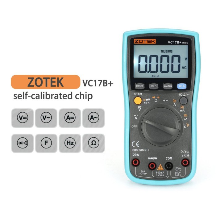 ORIGINAL ZOTEK VC17B+ Multimeter Digital Auto Big Size + Sensor Suhu