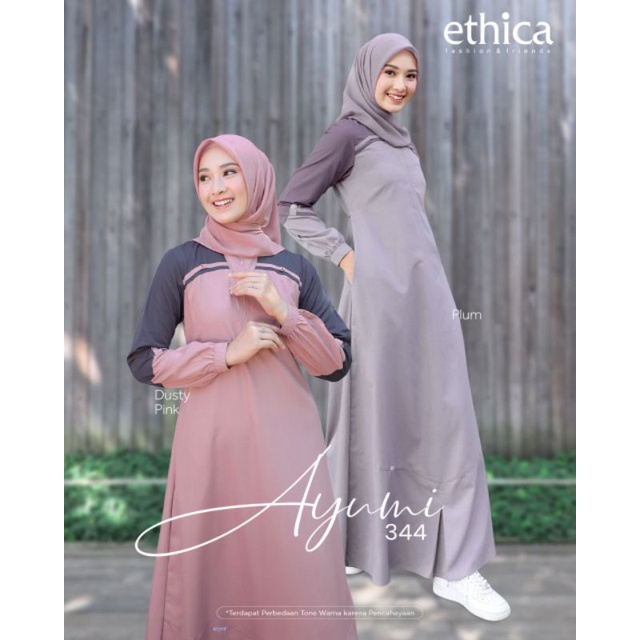 Gamis Ethica Ayumi 344 Plum Ayumi 344 Dusty Pink