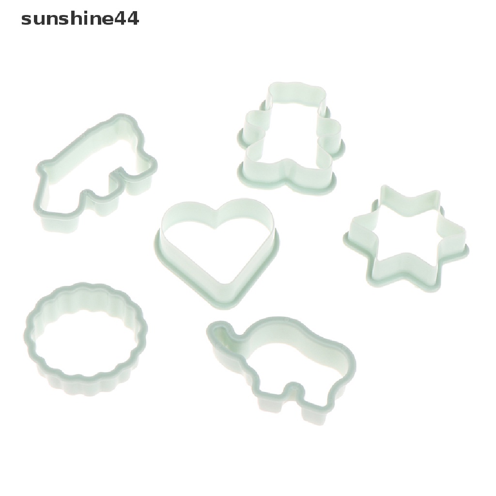 Sunshine 6Pcs/set Sandwich Sushi Pemotong Biskuit Cetakan Kue Kering Cookie Plastik Berbentuk Hewan.