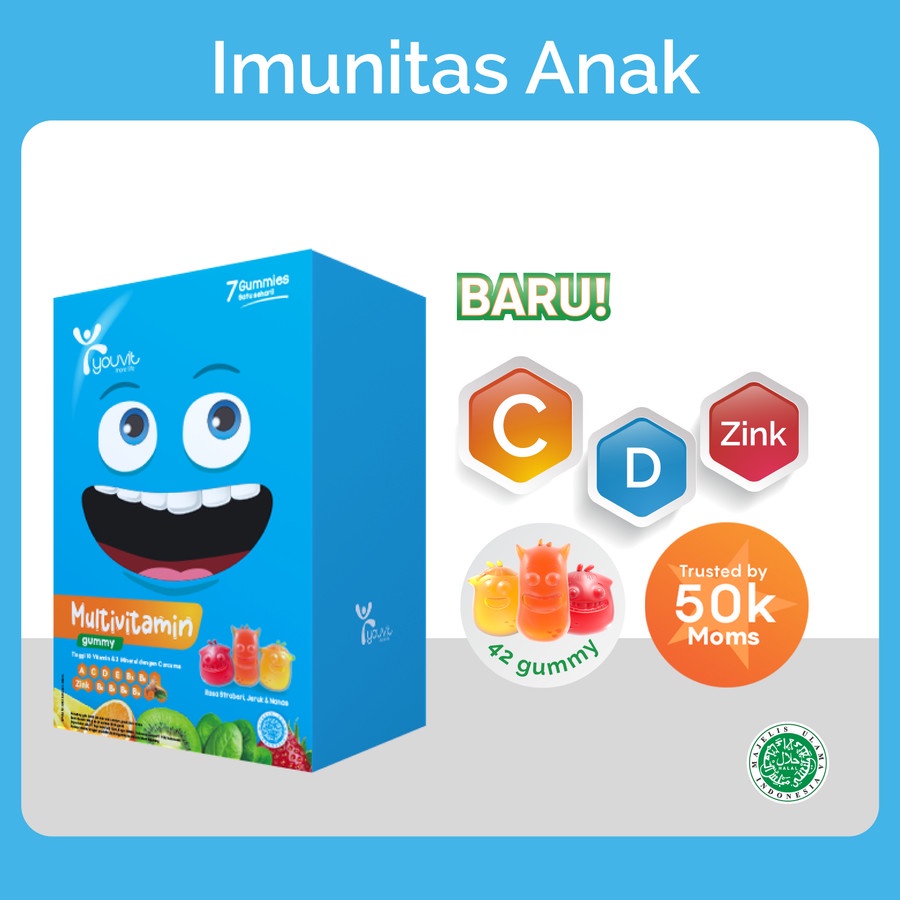 Youvit Multivitamin Anak 6 Sachet Vit.C, D, Zink, Sayur, Buah, Curcuma